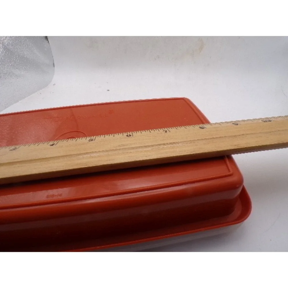 Vintage Tupperware Burnt Orange Butter Dish with Almond Lid 616-14 MCM Retro